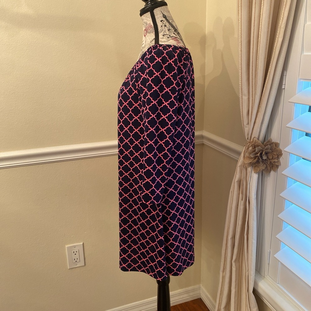 Boho Style Dress with Pink and Navy Pattern - Picture 6 of 9